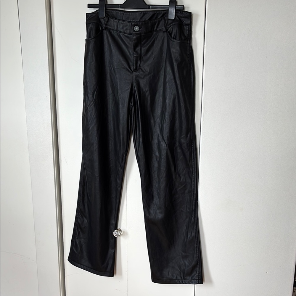 Garage Black Faux Leather Straight Leg Pants